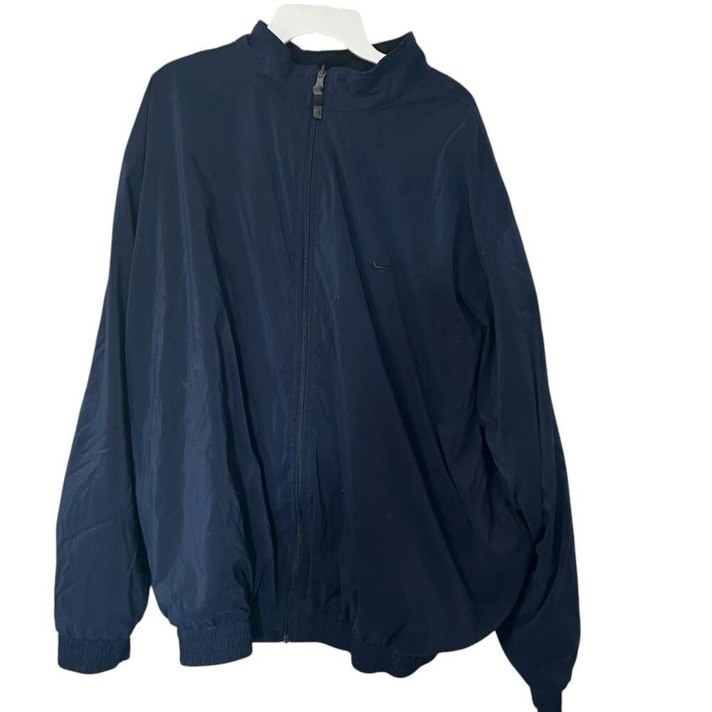 Nike Therma Fit Full Zip Reversible Jacket Mens 2XL Black Blue Fleece Vintage
